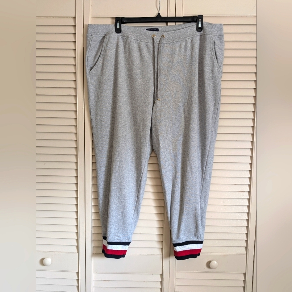 Tommy Hilfiger Women's Gray Striped Cuff Sweatpants Size 2X